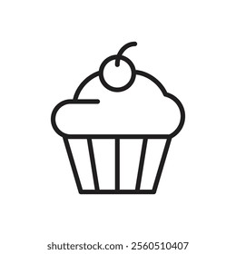 Cupcake icon Flat art in black and white isolated