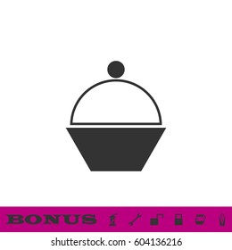 Cupcake icon flat. Black pictogram on white background. Vector illustration symbol and bonus button