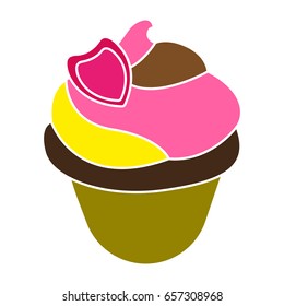 cupcake icon flat color
