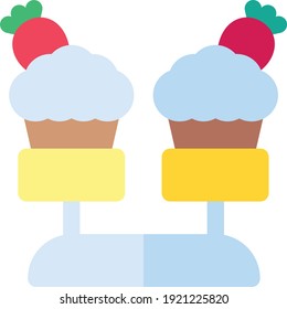 cupcake icon. Flat illustration of sweet muffin.