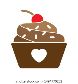 cupcake icon. flat illustration of cupcake - vector icon. cupcake sign symbol