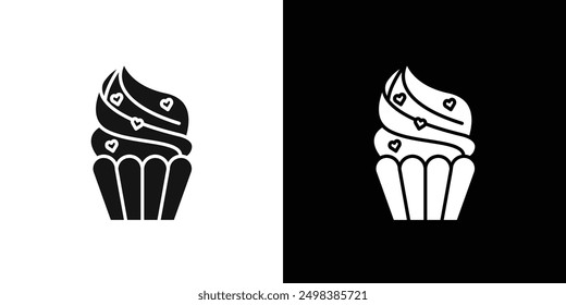 Cupcake icon flat line symbol set.