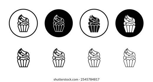 Cupcake icon flat line symbol set.