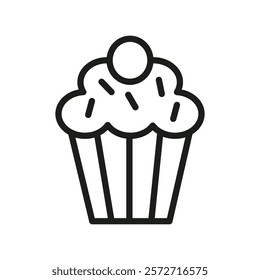 Cupcake icon flat line symbol set.