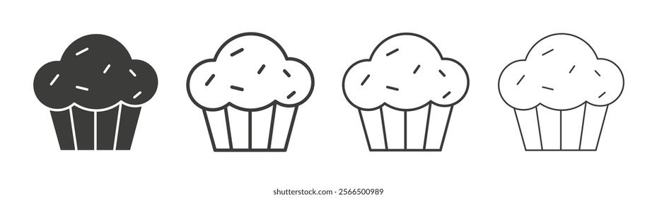 Cupcake icon flat and linear vector illustration on white background.