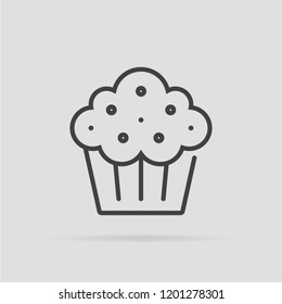 Cupcake icon in flat style isolated on grey background. For your design, logo. Vector illustration.