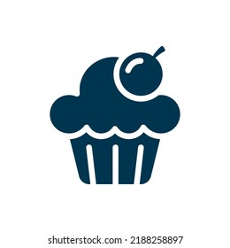 Cupcake icon flat style isolated on white background. Vector illustration