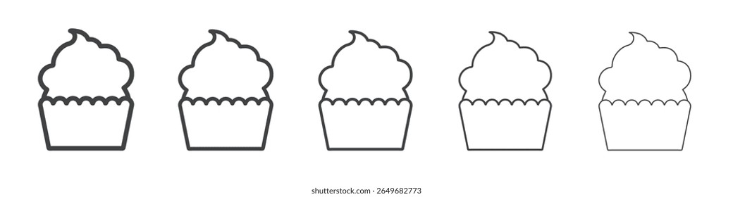 ícone cupcake símbolo de ilustração fina plana
