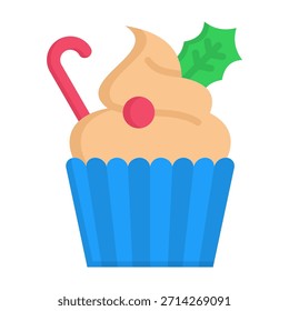 Ilustração de vetor plano de ícone de cupcake