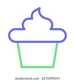 Cupcake icon with frosting. Concept of sweet, dessert, and bakery.