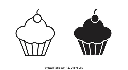 Glifo de icono de cupcake y concepto de símbolo de línea delgada.