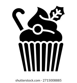Ilustración vectorial de glifo de icono de cupcake