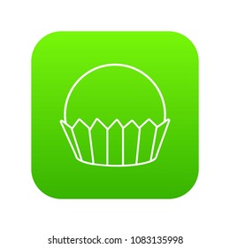 Cupcake icon green vector isolated on white background