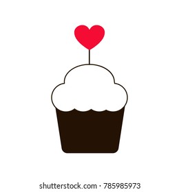 Cupcake icon with heart