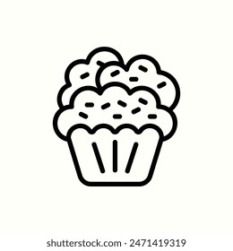 cupcake icon, isolated bakery outline icon set