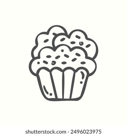 cupcake icon, isolated handdrawn icon theme bakery