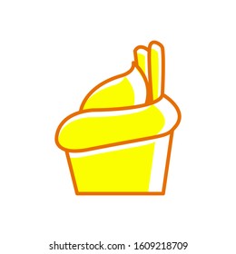 Cupcake icon isolated on white background. Muffin. Sweet tasty food. Flat line vector illustration design.