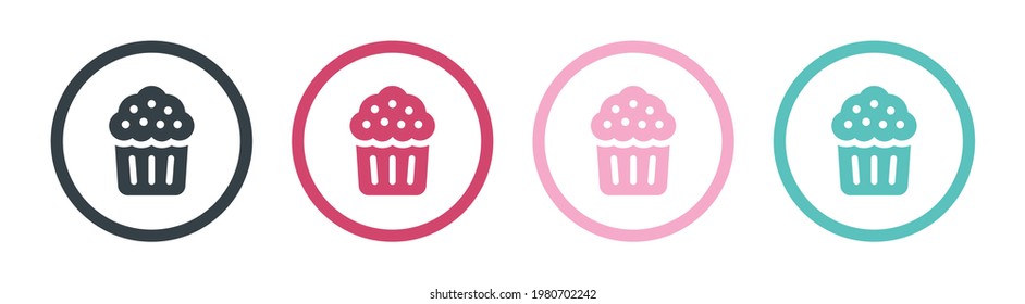 Cupcake icon isolated on white. Bakery homemade
