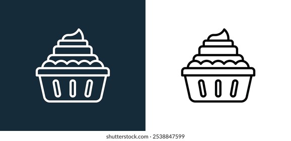 cupcake icon isolated on white and black colors. cupcake outline linear vector icon from bakery shop collection for mobile apps, web and ui.