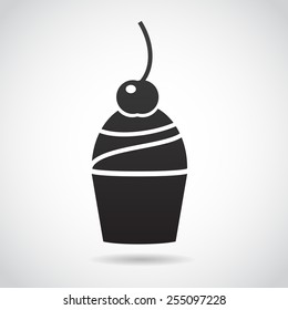 Cupcake icon isolated on white background. Vector illustration.