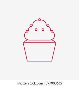 Cupcake icon isolated on white background. Muffin. Sweet tasty food. Flat line vector illustration design. 