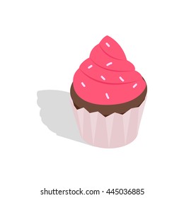 Cupcake icon in isometric 3d style isolated on white background. Baking symbol
