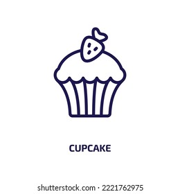 cupcake icon from kitchen collection. Thin linear cupcake, cake, food outline icon isolated on white background. Line vector cupcake sign, symbol for web and mobile