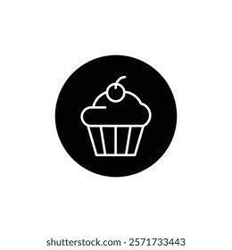 Cupcake icon Line Art Logo set