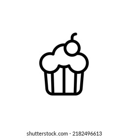 Cupcake Icon. Line Art Style Design Isolated On White Background