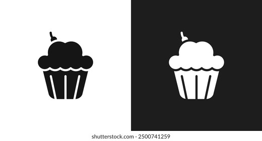 Vector de arte de línea de icono de cupcake