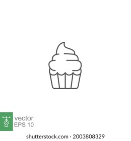 Cupcake icon line. simple birthday cake. tasty muffin cream cake. sweet snack, dessert and pastry symbol. Confectionery creamy bake. Vector illustration. Design on white background. EPS10
