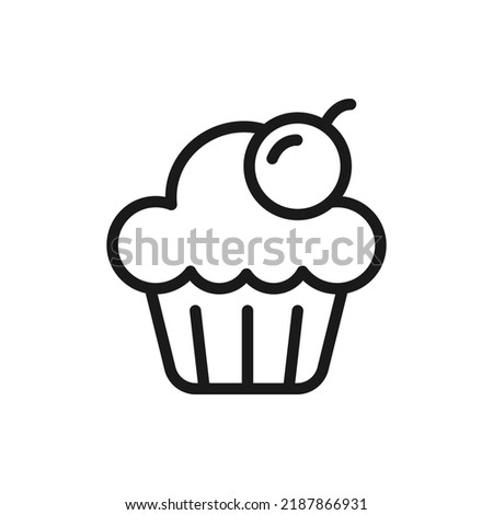Cupcake icon line style isolated on white background. Vector illustration