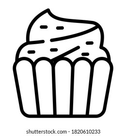 Cupcake icon in line vector design.
