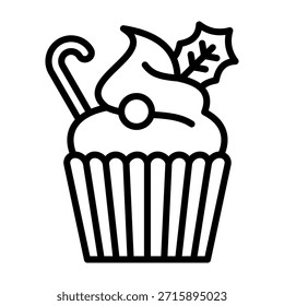Ilustração do vetor da linha do ícone do cupcake