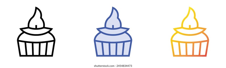 cupcake icon. Linear, Blue Fill and Gradient Style Design Isolated On White Background