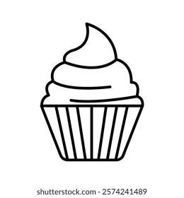 Cupcake icon linear logo isolated