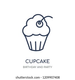 Cupcake icon. Cupcake linear symbol design from Birthday and Party collection. Simple outline element vector illustration on white background.