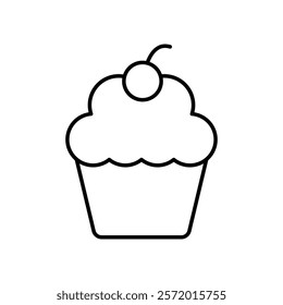 Cupcake icon in liner stroke style