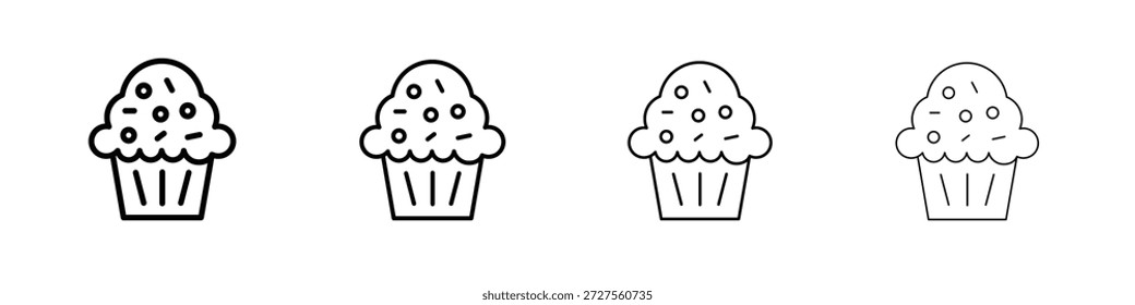 Icono de cupcake en estilo de línea de trazo moderno. Vector 10 eps