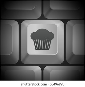 Cupcake Icon on Computer Keyboard Original Illustration