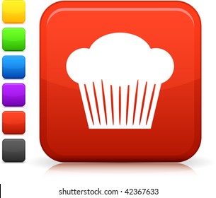 Cupcake Icon auf der quadratischen Internet-Schaltfläche Sechs Farboptionen inbegriffen.