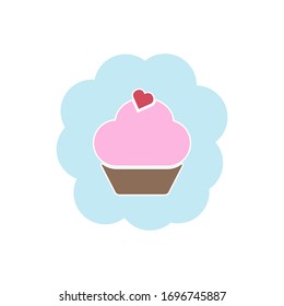 Cupcake icon on the white background for your design. Vector illustration.