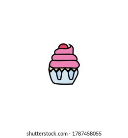 cupcake icon on white background, vector illustration