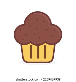 Cupcake icon on the white background. Vector illustration