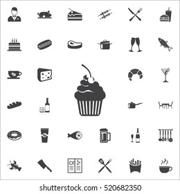 cupcake icon on the white background. restaurant set of icons.