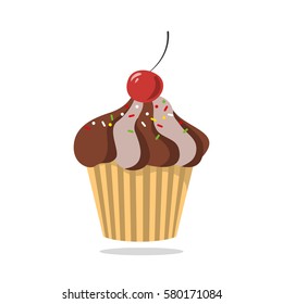 Cupcake icon on the white background for your design. Vector illustration.