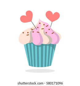 Cupcake icon on the white background for your design. Vector illustration.