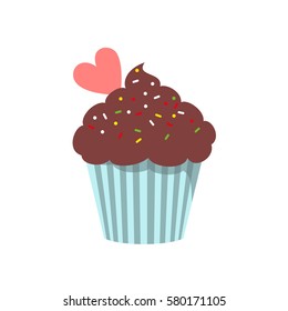 Cupcake icon on the white background for your design. Vector illustration.