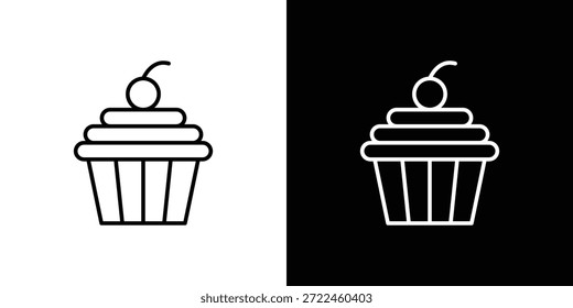 Cupcake Icon Kontur und linearer Vektor. Gliederungssymbol und Illustration