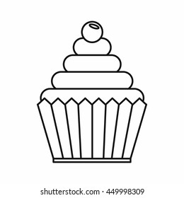 Cupcake Icon In Outline Style Isolated Vector Illustration